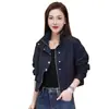 Jaqueta de trabalho com gola alta, novo estilo da moda outonal, top elegante, casaco versão coreana, jaqueta de couro casual que afina