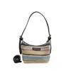 Bolsa tecida color block da moda para mulheres 2024 verão nova ins simples casual bolsa bolinho versátil bolsa de ombro