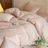 Juego de 4 piezas jacquard de algodón 100% tejido grueso de los años 60, funda de edredón de algodón puro, sábana plana, sábana ajustable, ropa de cama de alta gama para dormitorio principal