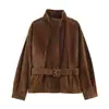 Comercio Exterior Transfronterizo Ropa de Mujer Otoño Nuevo Estilo Europeo Moda Casual de Gama Alta con Cinturón Chaqueta Ropa Exterior 6318257