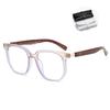 Nuevo marco de gafas retro artístico polígono imitación madera veta de madera hombres cara grande montura completa gafas para miopía mujeres JK