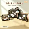 Bolsa de Cosméticos de PVC Transparente, Impermeable, Gran Capacidad, Estampado de Oso Lindo, Bolsa Portátil para Almacenamiento de Artículos de Tocador, Bolsa de Cosméticos Octagonal