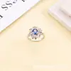 Artículos Más Vendidos Transfronterizos: Anillos Sencillos y de Alta Gama con Flores de Piedras Preciosas de Colores, Joyería de Alta Gama, Stock Listo de Fábrica