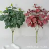 Eucalipto de 5 Galhos Planta Verde de Haste Única Flor Artificial Atacado Fabricação de Guirlanda Vaso Arranjo de Flores Decoração Alta Simulação