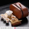 Traje de juego de té kung fu de viaje de jade de grasa de oveja, tetera portátil de una olla y cuatro tazas, tetera para coche y exteriores, traje de regalo hecho a mano