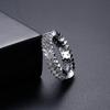 Anel de Diamante de Duas Fileiras Jinse Novo Anel de Zircônia Colorida Geométrico Estilo Coreano Pulseira Distinta Dongdaemun