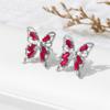 Estilo coreano agulha de prata embutido cor diamante borboleta brincos design simples brincos doces bonitos