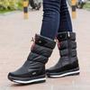 Botas de nieve cálidas del noreste para mujer, antideslizantes, de algodón, talla grande, estilo coreano, forradas en vellón, gruesas, impermeables, botas blancas para mujer.