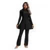 Maiô feminino modesto de duas peças: Conjunto de top estilo vestido de manga longa + calça longa, burkini estilo do Oriente Médio, conjunto de proteção solar