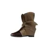 Botas de vaquero western de estilo retro con punta redonda, patchwork, cordones y lazo para mujer, nueva colección otoño 2026, con diseño interior para aumentar la altura para un efecto adelgazante, botines
