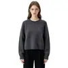 Suéter de punto holgado para mujer con un elegante diseño floral tridimensional, nuevo estilo transfronterizo europeo y americano otoño/invierno, dobladillo enrollado, jersey de cuello redondo
