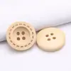 Botões de Madeira de Quatro Furos com Bordas Largas e Finas, Bordas Chanfradas e Linhas Pontilhadas, com Logo Personalizado Gravado a Laser, para Camisas e Cardigans, Botões Decorativos Costurados à Mão