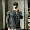 Camiseta de manga larga para hombre estilo americano, con textura de panal, secado rápido, transpirable y elástica, diseñada para el otoño
