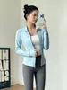 Chamarra de yoga con cierre y cuello alto para mujer, corte ajustado, manga larga, adecuada para correr al aire libre y fitness, chamarra deportiva ajustada