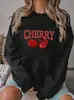 Envío Gratuito Transfronterizo 180g En Stock Estación Independiente Ropa de Mujer Transfronteriza Europea y Americana Sudadera con Estampado de Cerezas Aliexpress Amazon Camarón