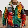 Chaqueta de Algodón Gruesa con Forro Polar, Estilo Étnico, Doble Bolsillo, Doble Capa Interior, Cremallera y Bolsillos de Parche, Patrón Transfronterizo 2025, para Abrigo