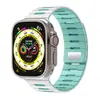 Correa de Silicona Magnética Bicolor Rayada Compatible con Apple Watch Series 10 11 S12 iWatch Ultra Correa de Muñeca