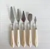 Materiais de Arte Raspador com Cabo de Madeira Faca Única para Pintura a Óleo Conjunto de Facas de Paleta de Aço Inoxidável para Pintura Acrílica Ferramentas para Colorir Tintas