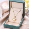 Estilo de Celebridad de Internet de Lujo Ligero de Gama Alta Gota de Agua Sirena Ji Colgante de Oro Real Micro-incrustado Collar de Acero de Titanio Cadena de Clavícula para Mujer