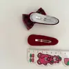 Nuevo par de pinzas BB de gota de agua infantiles con lazo de puntos florales rojos pinza para pelo de bebé pinza para flequillo
