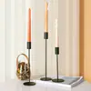 Portavelas de Hierro Forjado Retro Francés Adorno Cena a la Luz de Velas Negra Ambiente Decoración Mesa de Comedor Lujo Ligero Portavelas