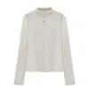 270g Pana AcanaladaCuello Semi Alto Otoño e Invierno Capa Base para Mujer Estilo Nuevo Chaqueta Cardigan de Doble Cremallera Top Interior