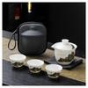 Juego de té de viaje taza rápida jade grasa de cordero una tetera tres tazas camping al aire libre portátil regalo de té logo impreso