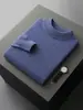 Suéter de Punto de Lana de Cuello Alto Medio para Hombre 100% Lana Nuevo Suéter de Punto Casual de Negocios Prenda Base de Punto Color Sólido Top