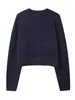 Chaqueta de Punto Simple de Dos Colores con Botones para Mujer, Cuello Redondo, Abotonadura Sencilla, Estilo Transfronterizo Europeo y Americano, Suéter Cárdigan Casual de Otoño e Invierno