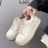 Zapatillas Deportivas de Plataforma con Cordones, Punta Redonda, Piel Genuina, Suela Gruesa para Mujer, Aumentan la Altura, Zapatos Blancos, Zapatos de Mujer, Nuevo 2026, Zapatos Individuales Casuales Deportivos