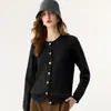 Cardigan Feminino Espesso de Caxemira para Primavera e Outono com Camiseta Básica de Malha Macia e Confortável Versátil de Manga Longa