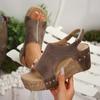 Sandalias de Plataforma Gruesa de Talla Grande Transfronteriza para Mujer 2025 Verano Comercio Exterior Casual Plataforma con Cuña Velcro Boca de Pez