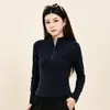 Camiseta interior deportiva adelgazante con cuello alto, top ajustado, sudadera con media cremallera y manga larga, top suave para otoño e invierno para mujer