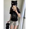 Shorts Versátiles de Gato para Mujer Verano Ins Tendencia Estilo Coreano Sueltos Casuales Pierna Ancha Cintura Elástica Estudiantes