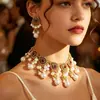 Ventas Directas de Fábrica Transfronterizo Europeo y Americano Estilo Retro Hueco Gota de Agua Exagerado Set de Joyería de Collar y Pendientes para Mujer Yiwu