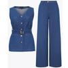 Amazon Europeo y Americano Transfronterizo 2024 Moda de Venta Caliente Chaleco y Pantalones Patchwork Algodón Lino Traje Casual Versátil