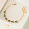 Nalan Prata S925 Estilo Artístico Retrô Novo Design Chinês Seis Pulseiras de Cabacinha de Jade Azul Água S8385