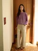 Suéter de Punto ACME Morado Simple Cuello Redondo para Mujer 2026 Otoño Ajuste Relajado Manga Raglán Suéter Holgado 12038