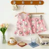 Conjunto Elegante de Top con Tirantes y Shorts para Niñas 2026 Nuevo Verano Delgado Lindo Dibujos Animados Pijamas para Niñas Jóvenes