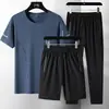 2026 Nova Camiseta de Manga Curta de Verão para Pai Dia dos Pais Terno Casual para Meia-Idade e Idosos Roupa Esportiva de Três Peças para Homem