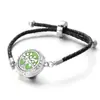 Pulsera de aromaterapia de cuero de cristal, medalla de aleación de zinc de acero inoxidable, pulsera de perfume y aceite esencial para mujer, joyería