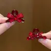 Pinza para el Cabello Roja de Lujo con Lazo y Brillantes Pedrería, Pinza Sencilla y Elegante para Flequillo, Pasador Lateral, Accesorio para el Cabello