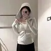 Sudadera Ajustada para Mujer, Chaqueta Rosa de Otoño, Nueva Sudadera con Capucha y Cremallera Estilo Deportivo, Stock Listo para Exportación
