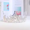 Hermosa Corona de Princesa para Adultos con Perlas, Corona Redonda Completa para Pastel de Cumpleaños Infantil, Fiesta, Corona de Aleación, Decoración de Boda para Novia