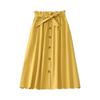 En Stock Verano 2026 Nuevo Estilo Primavera/Verano Falda Larga Artística para Mujer, de Cintura Alta, de Botones Sencillos, Corte A, por Encima de la Rodilla