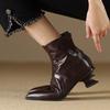 Botas Estrechas de Punta Fina Estilo Francés para Mujer 2025 Nuevo Diseño Adelgazantes Botas de Media Estación Elegantes Botines de Tacón Alto