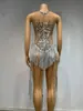 STOCK Vestido de Escenario Sexy con Borlas de Pedrería Transfronterizo Malla Transparente Ajustado para Discoteca Actuación de Celebridad Todo en Uno