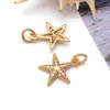 Accesorios para joyería DIY chapado en cobre oro real 18k serie oceánica colgantes pequeños delfín estrella de mar tortuga pulsera collar colgante
