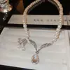 Estilo Palacio Francés Flor de Zirconia Borla Perla Collar Accesorios Cadena para Suéter Exquisita para Mujer Lujo Ligero Collar de Gama Alta