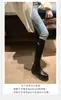 Piel de vacuno, cuero genuino, hebilla de metal, botas de equitación para mujer, nuevo estilo otoño/invierno 2026, con cremallera trasera y tacón grueso, botas de caña alta